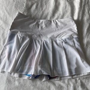 Fila White Sheer Mesh Pleated Tennis Skirt with Multi Abstract Shorts XS